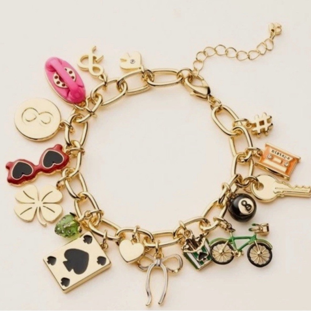 Gold Charm Bracelet with Multicolor Accents
